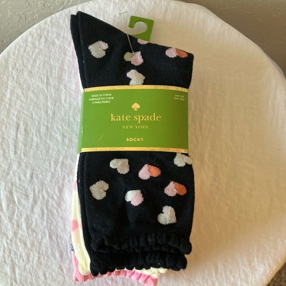 Kate Spade: Black & Pink Heart Patterned Socks - Picture 1 of 15